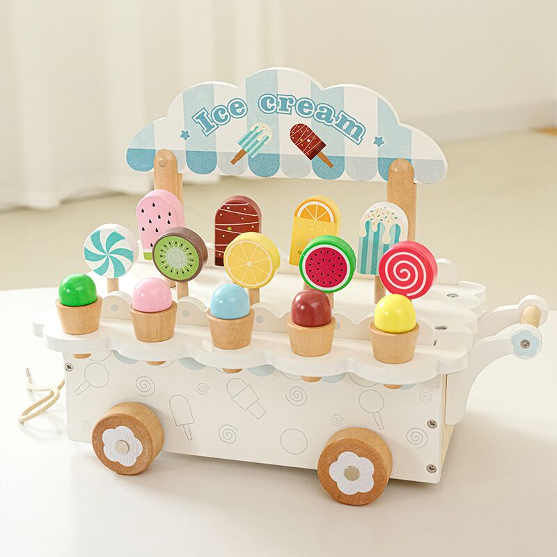 Kitchen Appliances Kids - Kids Wooden Ice Cream Cart Toy