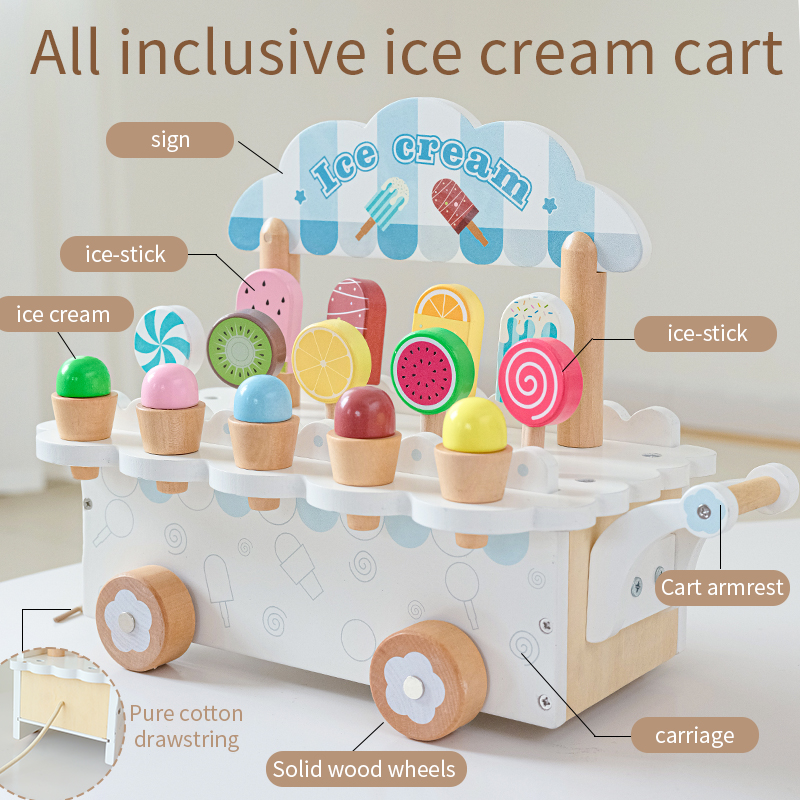 Kids Wooden Ice Cream Cart Toy - Kitchen Appliances Kids review and price
